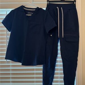 Fabletics Navy Blue Scrub Set